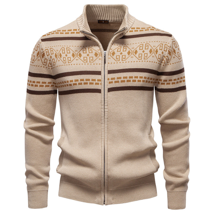 Herren-Pullover mit Reißverschluss aus Baumwolle – Schmal geschnittene Strickjacke