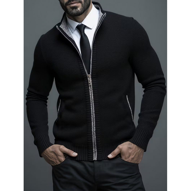 Cardigan Homme en Maille – Col Montant Fermeture Zippée