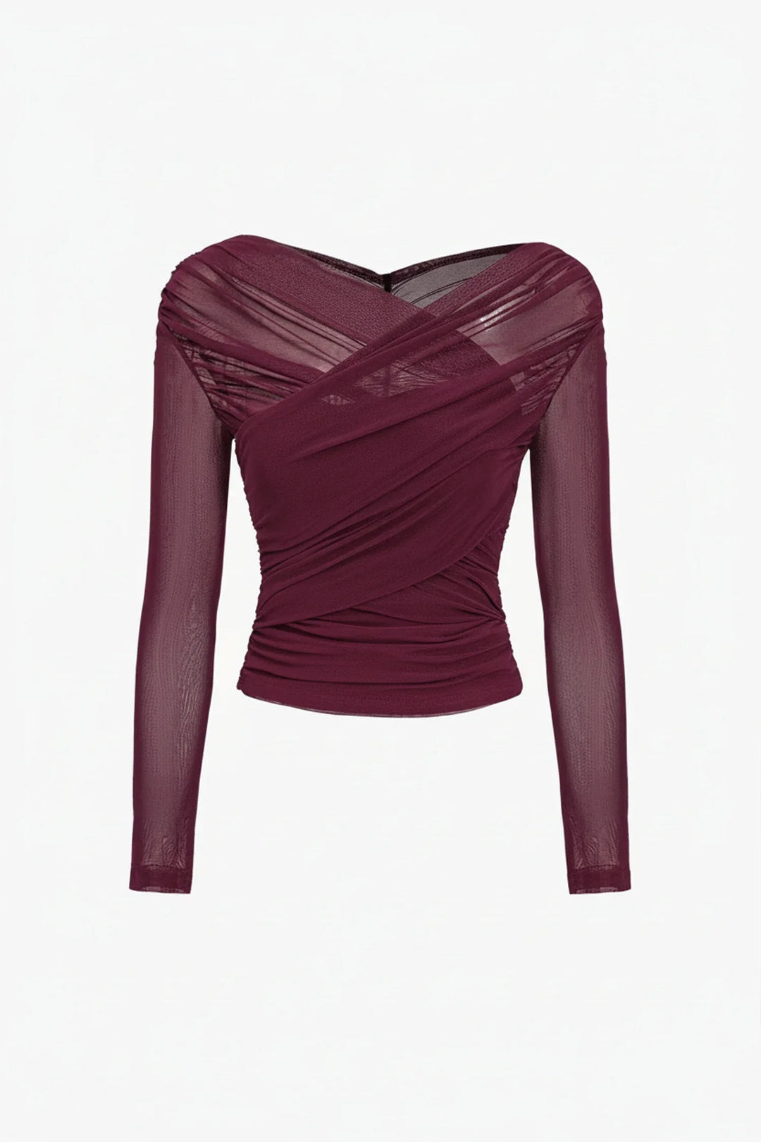 Top plisado de manga larga para mujer – Corte entallado elegante