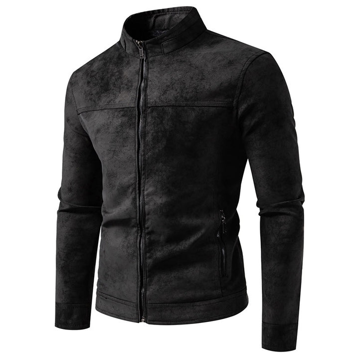 Retro-Herren-Blouson aus Kunstleder – Stehkragen und lockere Passform