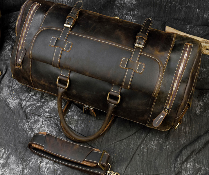 Borsa da viaggio uomo in pelle – Duffel retrò strutturato