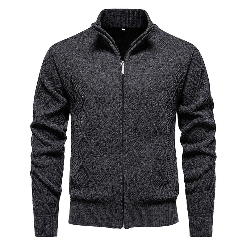 Cardigan Homme à Col Montant – Fermeture Zippée et Poche Côté