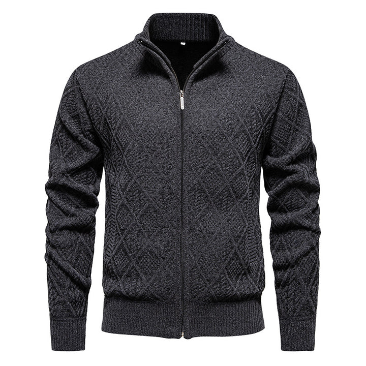 Cardigan Homme à Col Montant – Fermeture Zippée et Poche Côté