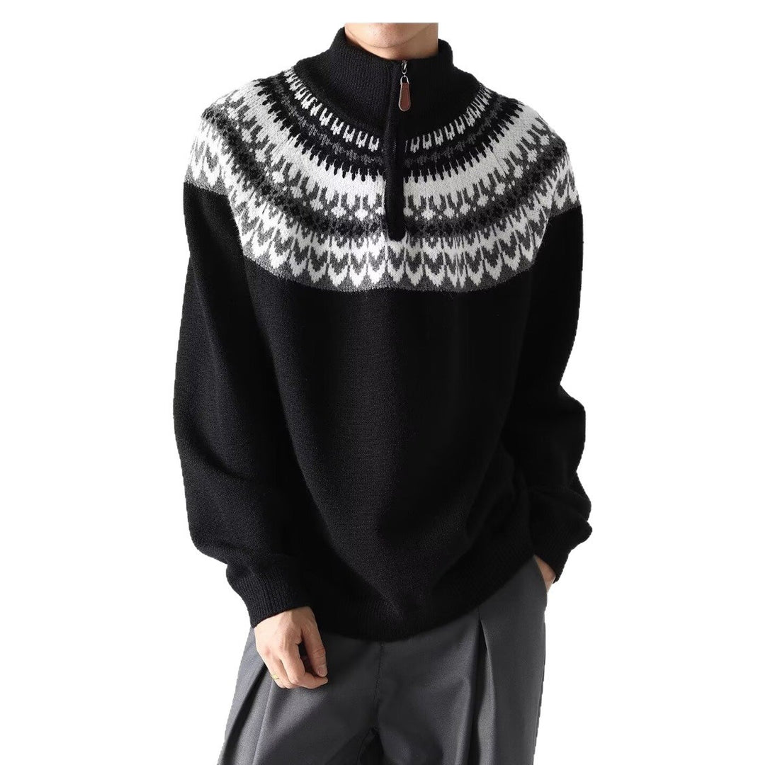 Retro-Herren-Pullover mit Reißverschlusskragen – lässige Strickwaren
