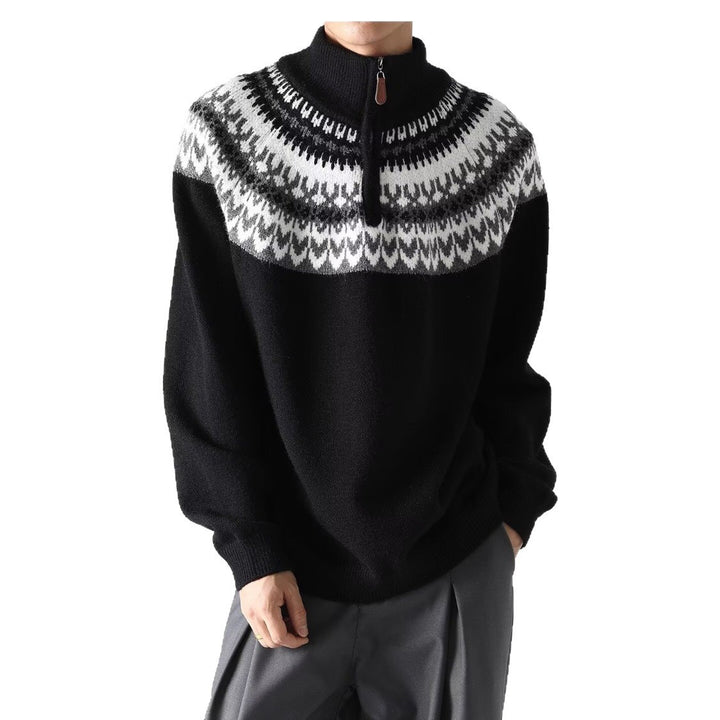 Retro-Herren-Pullover mit Reißverschlusskragen – lässige Strickwaren