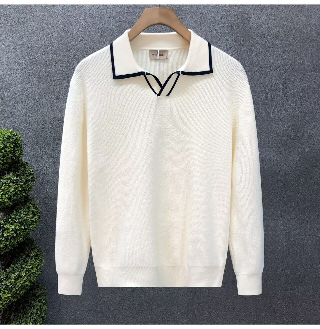 Pull Col Polo Homme en Maille – Coupe Décontractée Casual