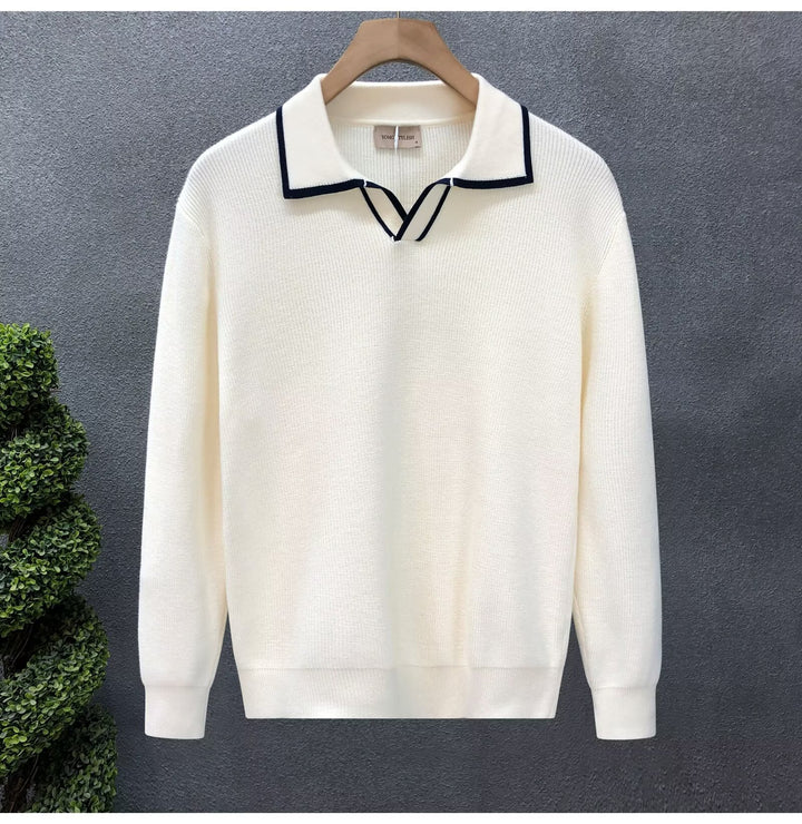 Pull Col Polo Homme en Maille – Coupe Décontractée Casual