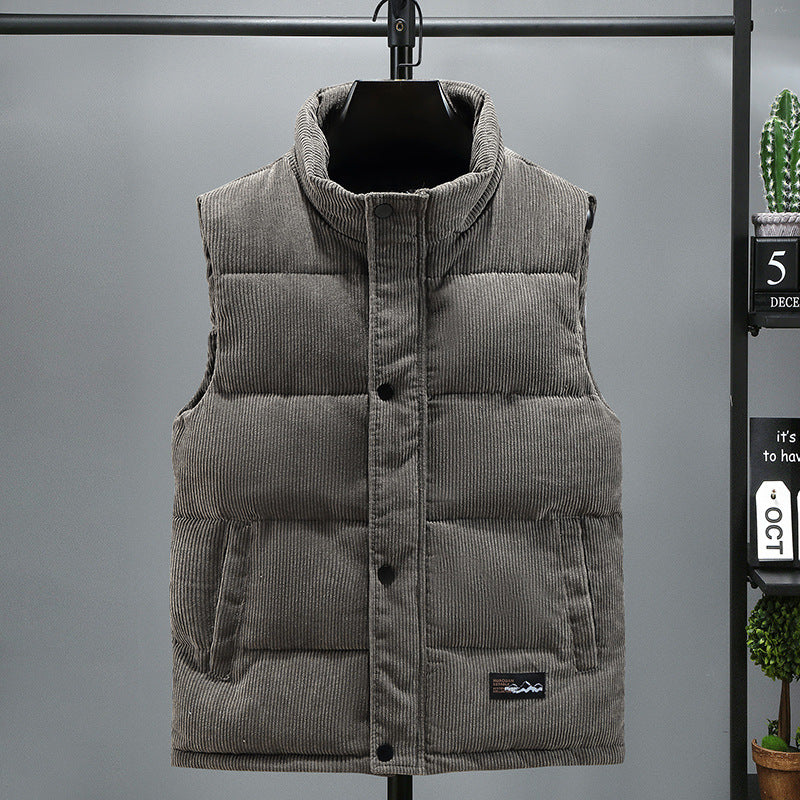 Doudoune sans Manches Homme Aspect Velours Côtelé – Quilting Moderne