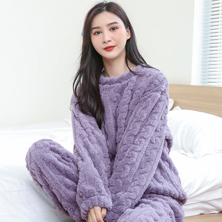 Damen-Loungewear-Set aus dicker Flanellqualität - Weich, warm und lässig geschnitten