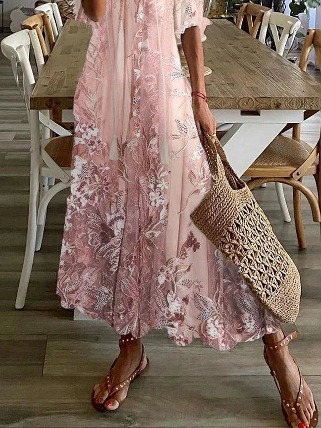 Maxikleid für Damen mit Spitzenstickerei – lässiger Schnitt in Übergröße