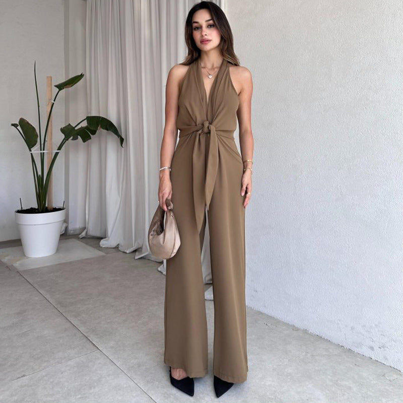 Combinaison Femme Sans Manches Col V | Jambe Large Confort | Design ...