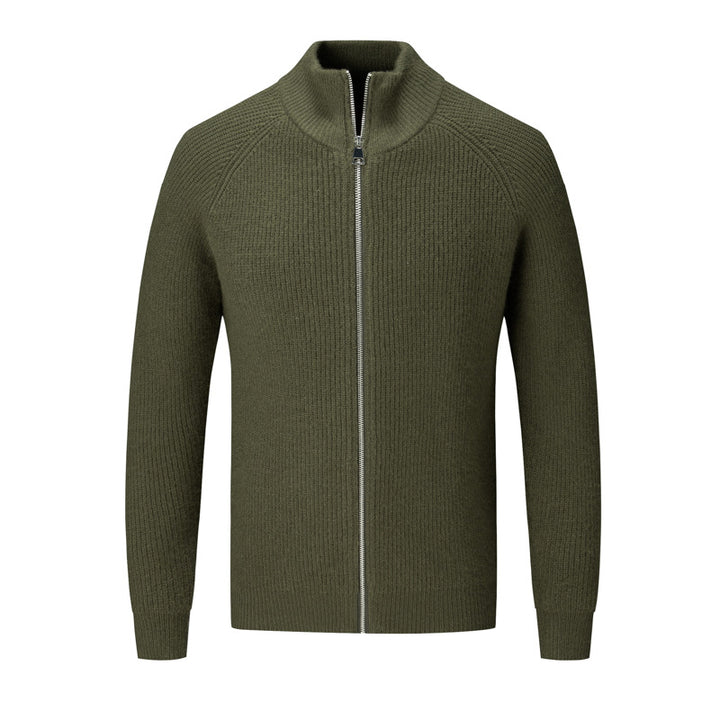 Cardigan Homme en Maille – Coupe Slim Col Montant Zippé