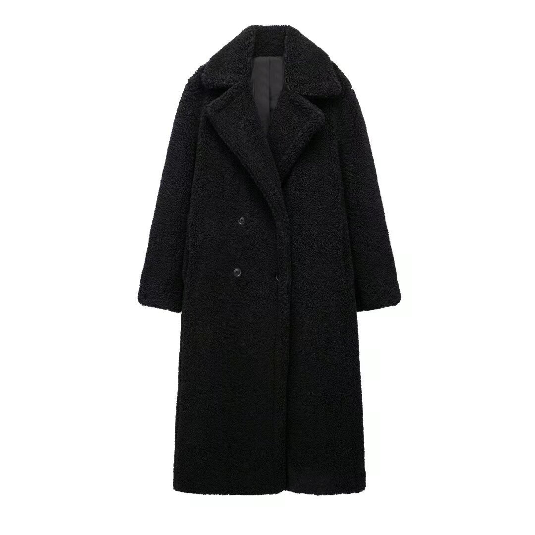 Mantel Dames met lange schapenvachtlook – Comfortabele pasvorm