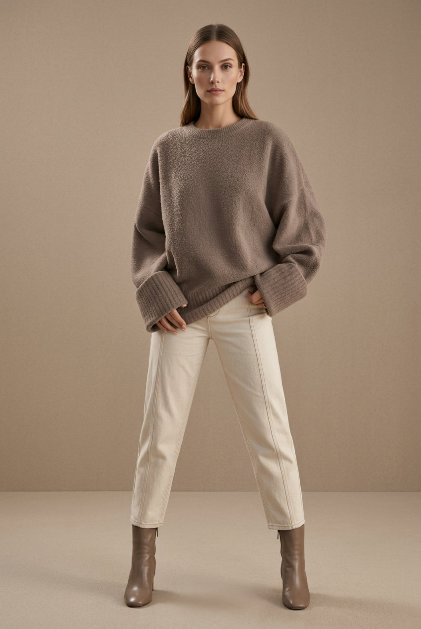 Pull Femme Maille Douce – Manches Chauve-souris Décontractées