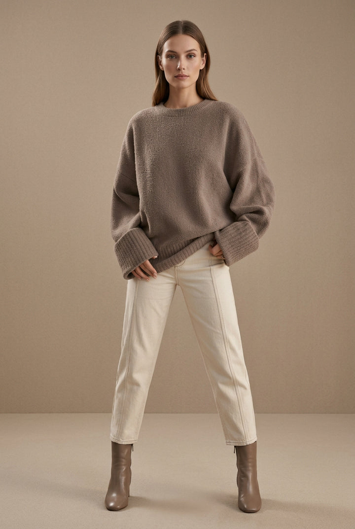 Pull Femme Maille Douce – Manches Chauve-souris Décontractées