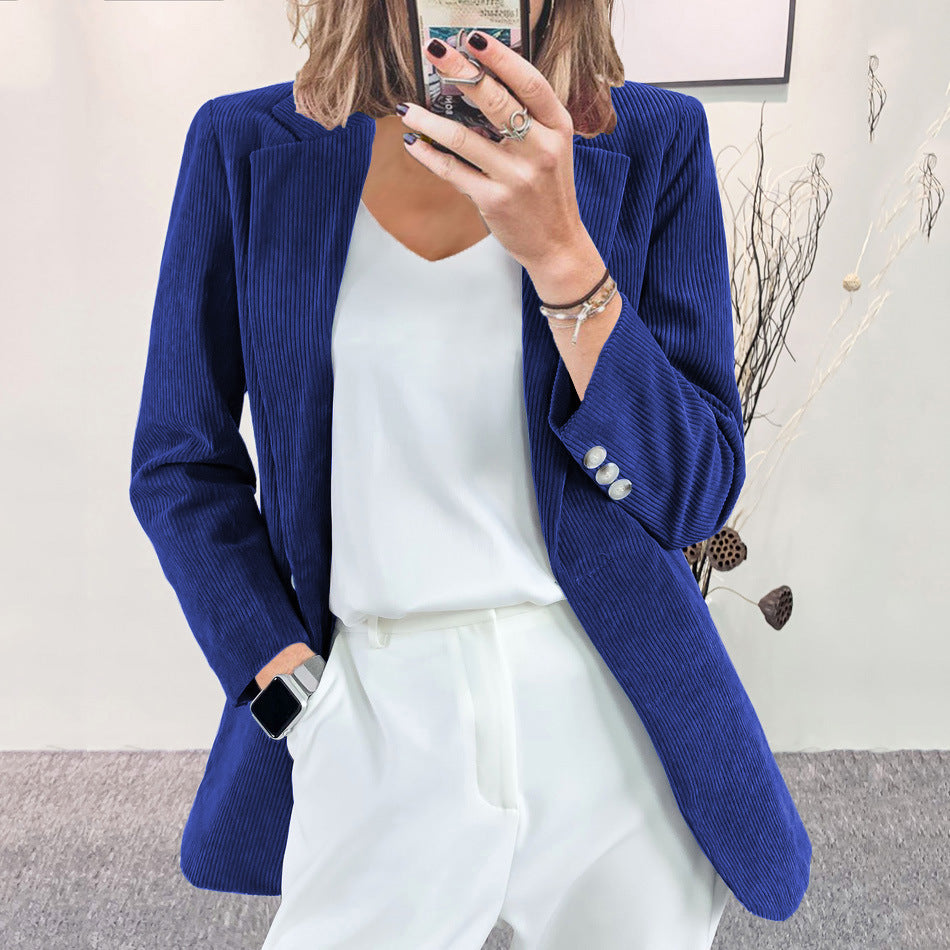 Blazer Femme en Velours Côtelé – Coupe Cintrée Élégante