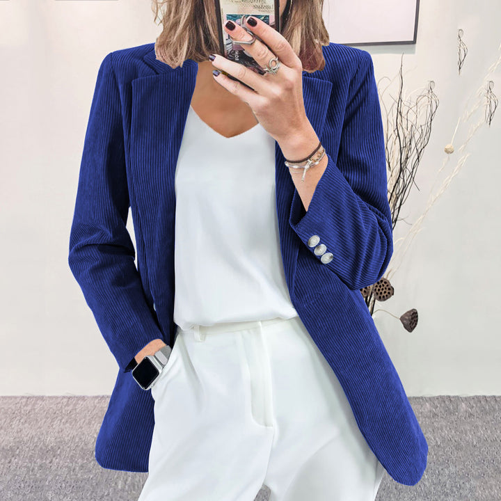 Blazer Femme en Velours Côtelé – Coupe Cintrée Élégante