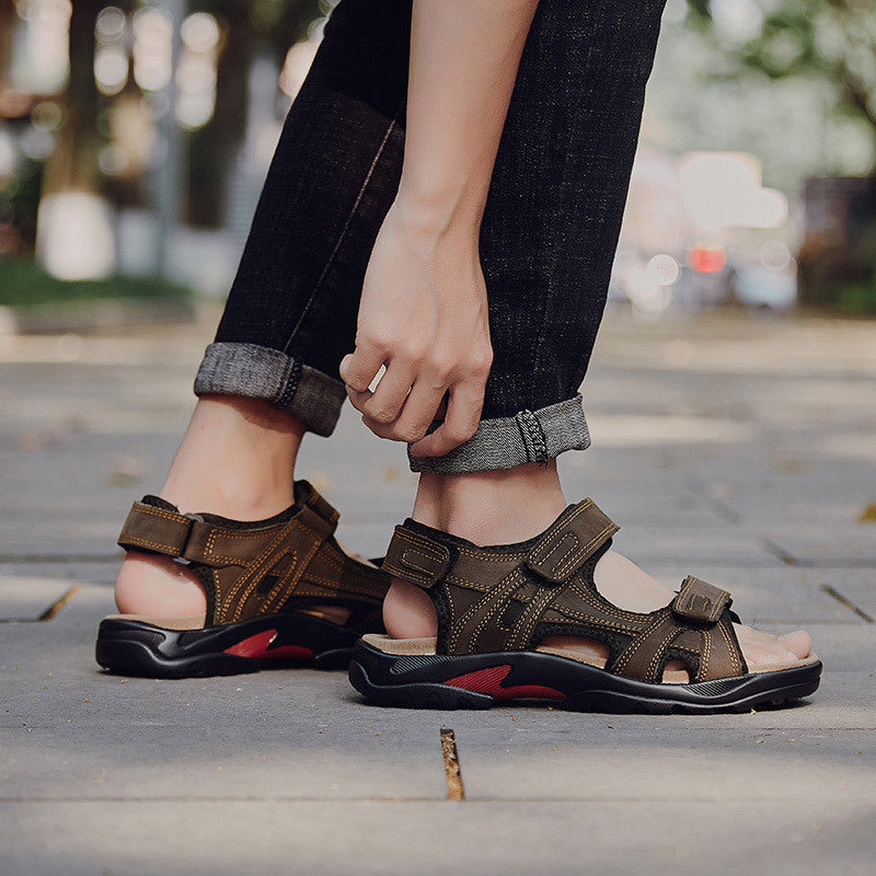 Pánské římské sandály – svršek s koženým vzhledem, outdoorový styl