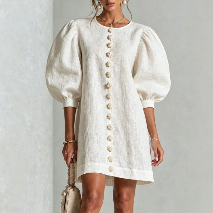 Robe Femme Mini – Manches Lanterne et Coupe Ample