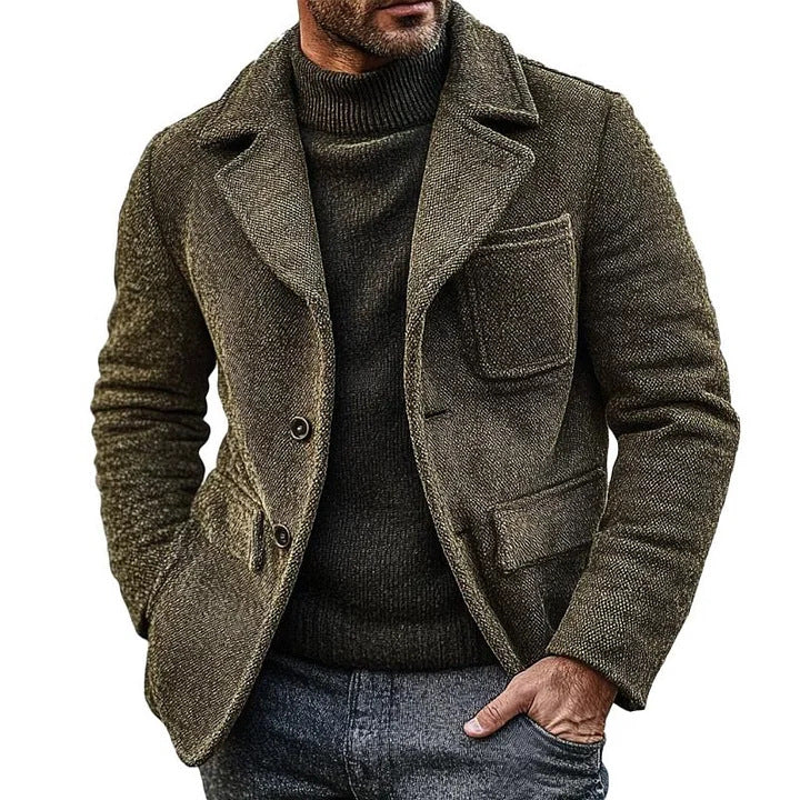 Manteau Homme en Laine – Coupe Décontractée Style Rétro