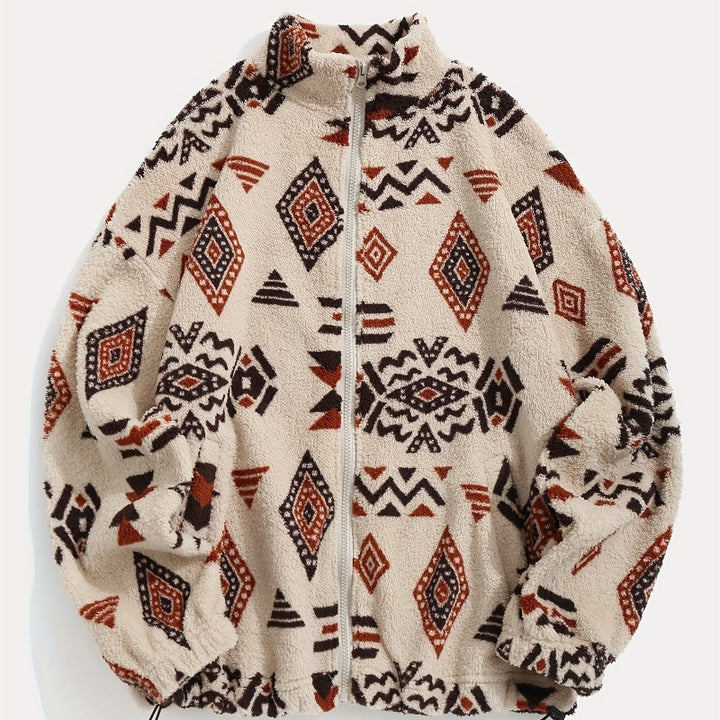 Mantel für Damen mit geometrischem Muster – Weite Passform