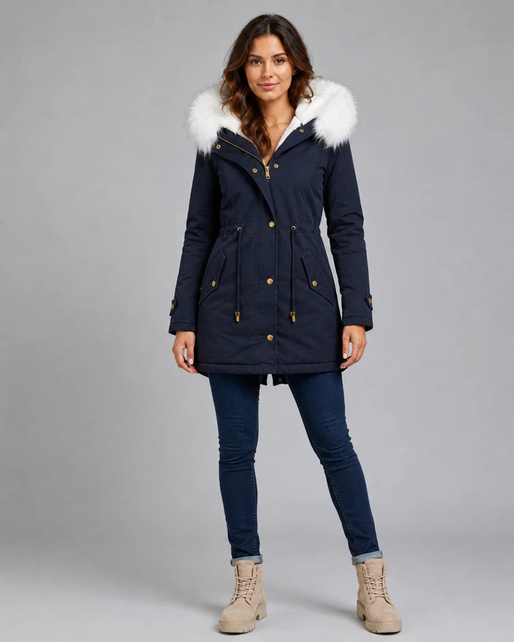 Veste Matelassée Femme Col Contrastant – Coupe Décontractée
