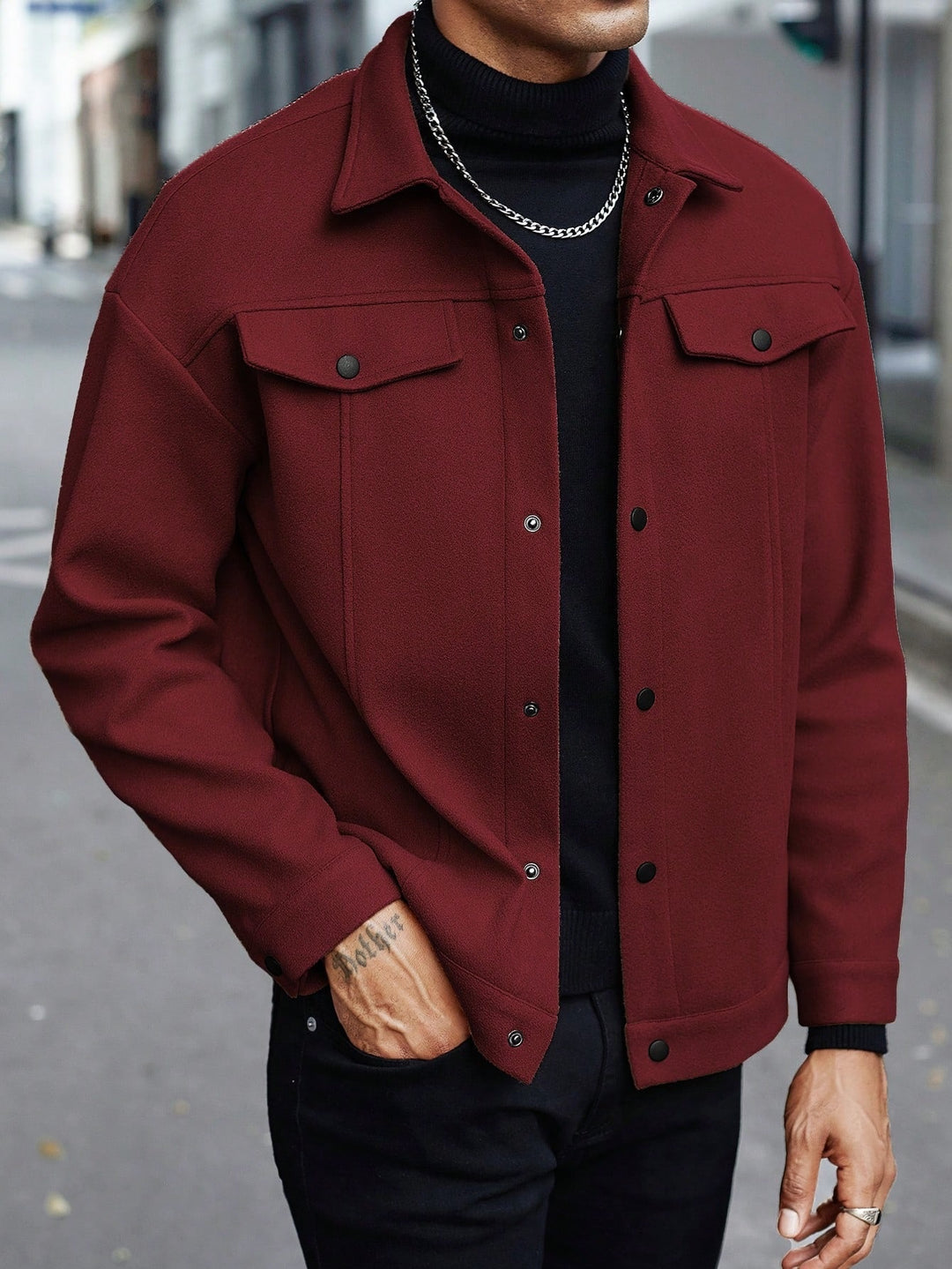 Veste Homme – Coupe Slim avec Col à Revers, Style Automne