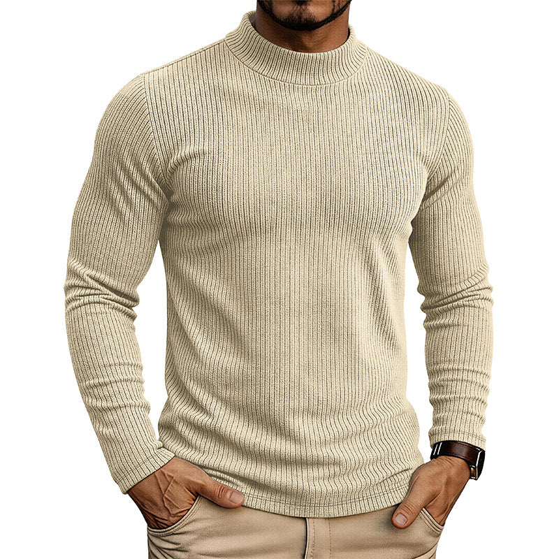 Herren-Pullover mit Stehkragen – Feinstrick und figurbetonte Passform