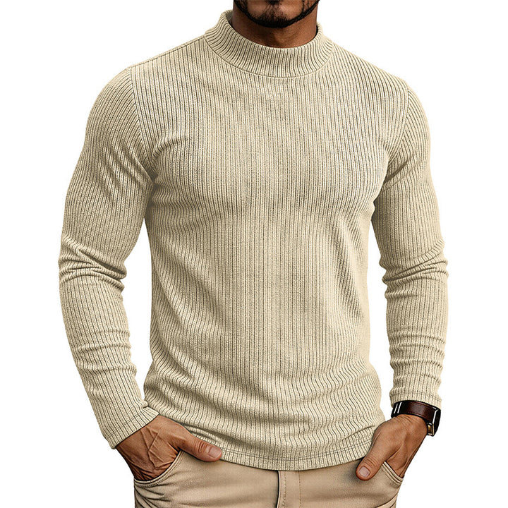 Herren-Pullover mit Stehkragen – Feinstrick und figurbetonte Passform
