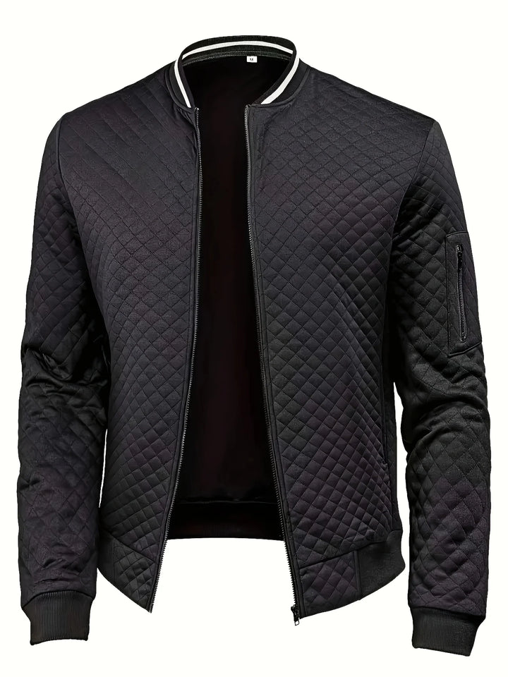 Herrenstrickjacke mit strukturierter Strickoptik – strukturierter Reißverschluss‑Verschluss
