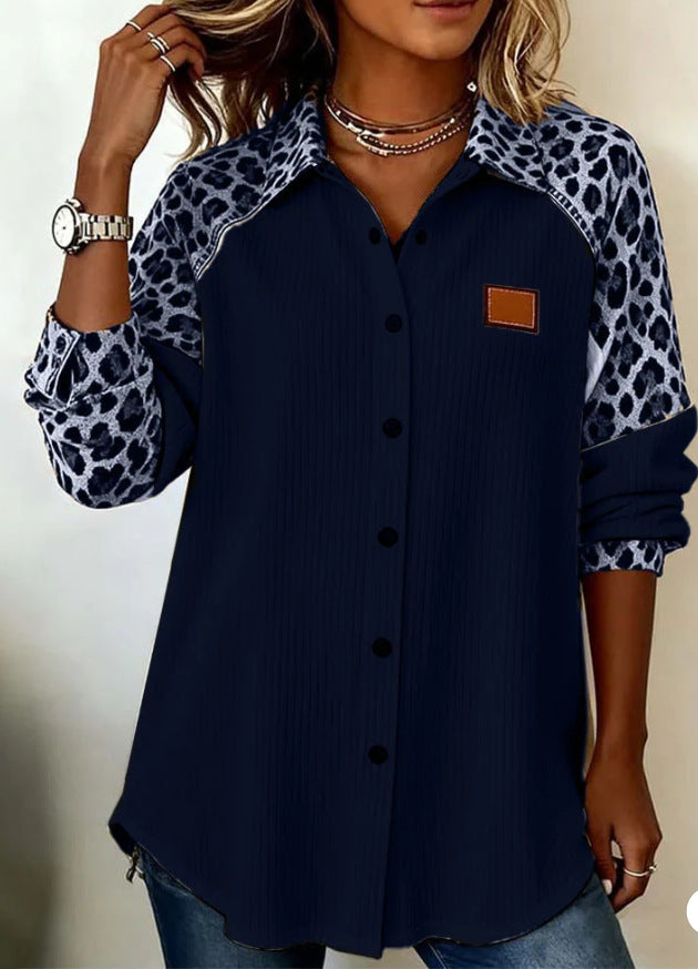 Blouse Femme Imprimée Col Tailleur – Coupe Décontractée Cardigan