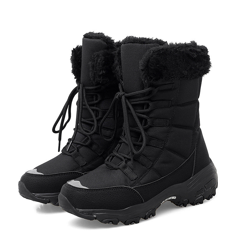 Botte de Neige Femme – Tige Matelassée à Lacets, Doublure Velours Chaude
