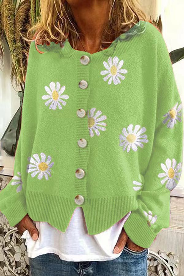 Damen-Strickweste – Lässige Silhouette, Druckmuster