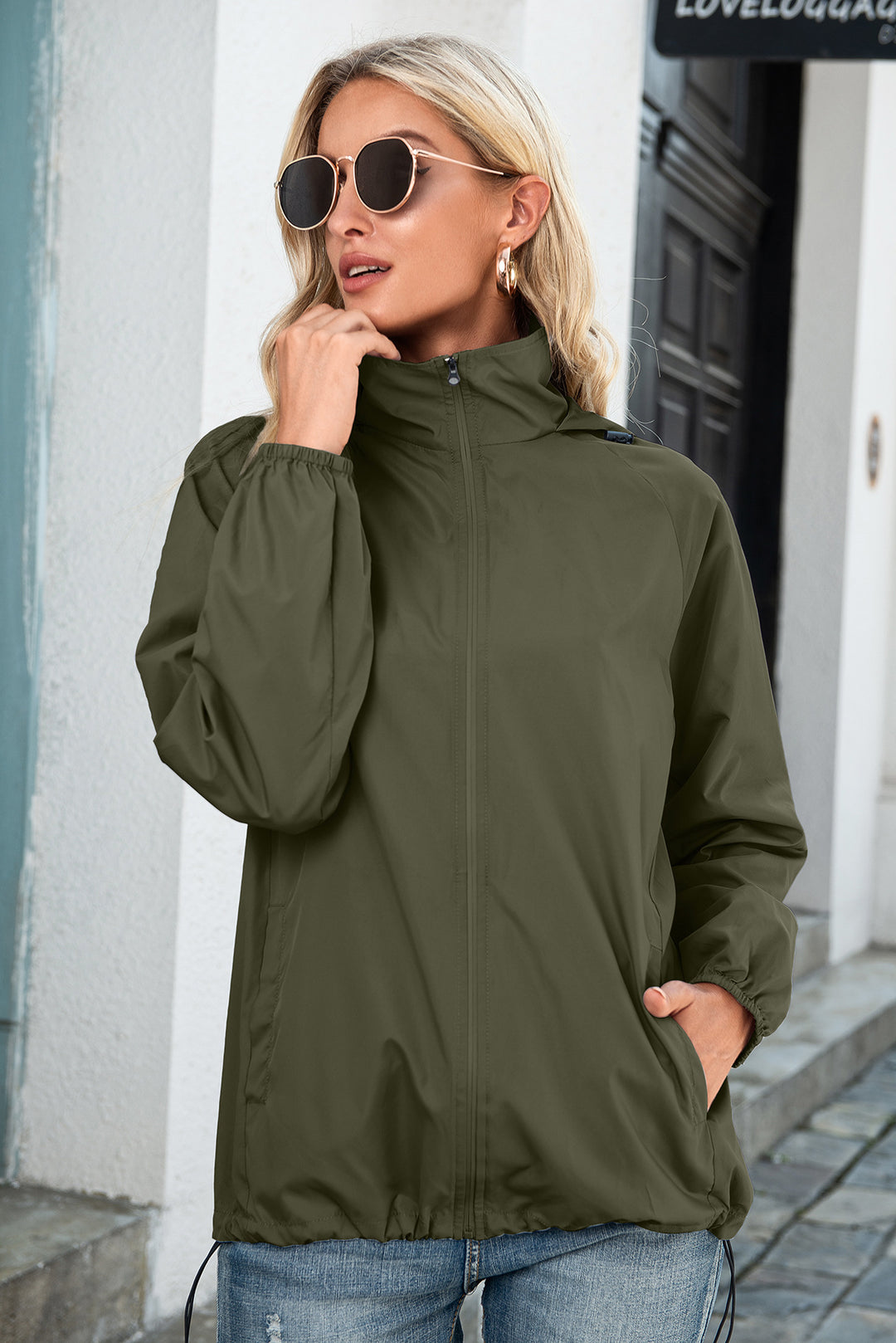Veste Femme Légère en Fibre – Coupe Mi-Longue à Capuche Imperméable