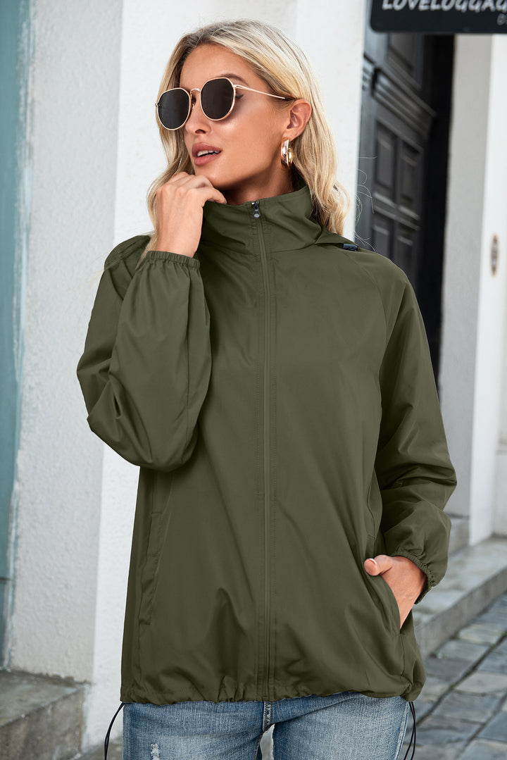 Veste Femme Légère en Fibre – Coupe Mi-Longue à Capuche Imperméable