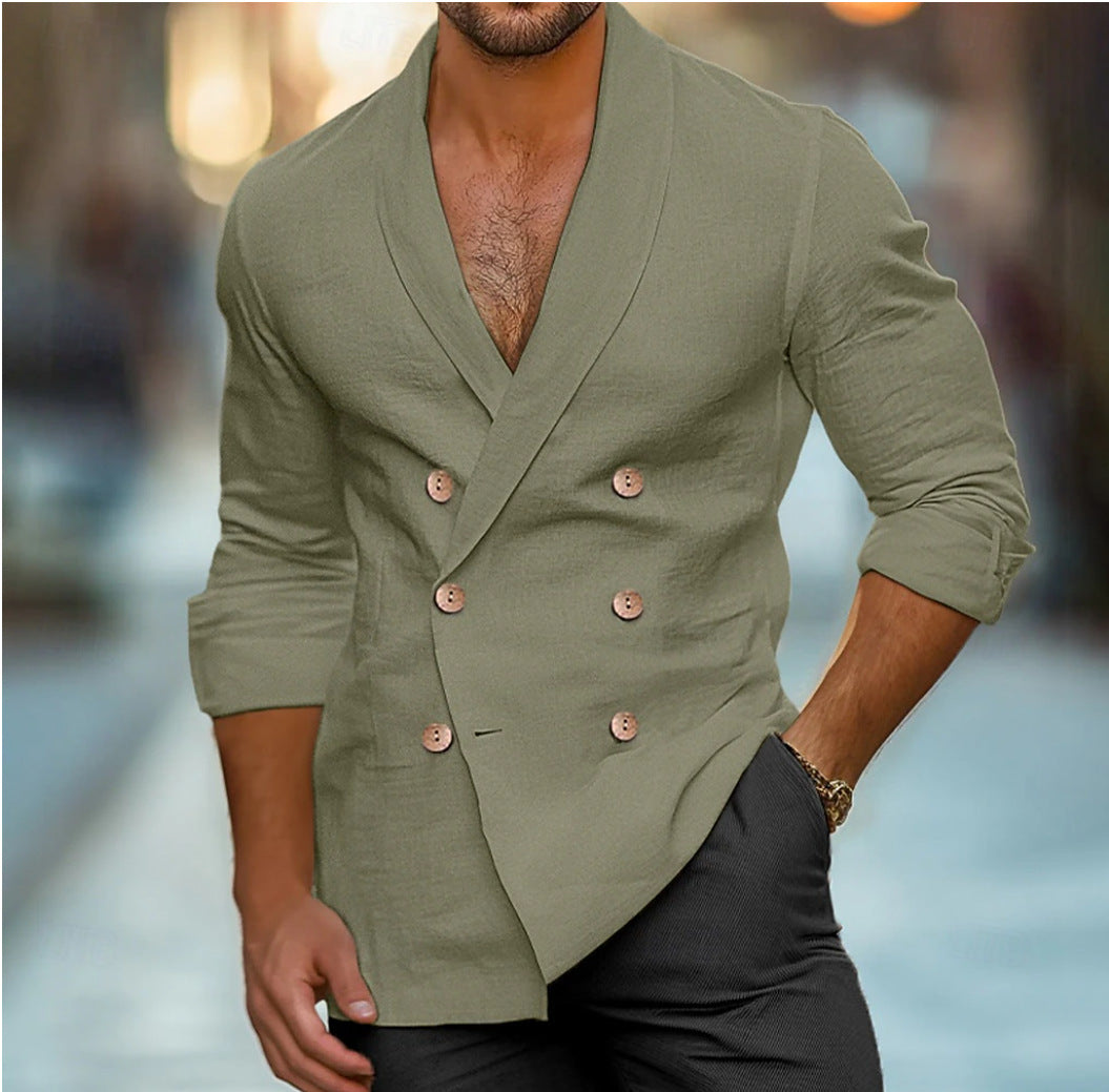 Blazer Homme Double Boutonnage – Col Polo, Coupe Décontractée