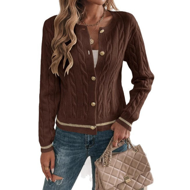 Cardigan Femme en Maille – Tricot Épais Ouvert à Détail Boutons