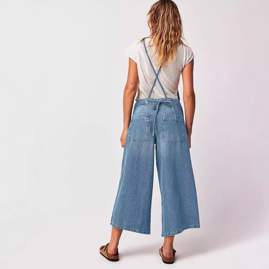 Combinaison en Jean Femme – Coupe Décontractée Sans Manches
