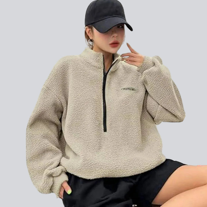 Sweatshirt Femme Détente Fleece – Coupe Ample à Cordon et Lettrage