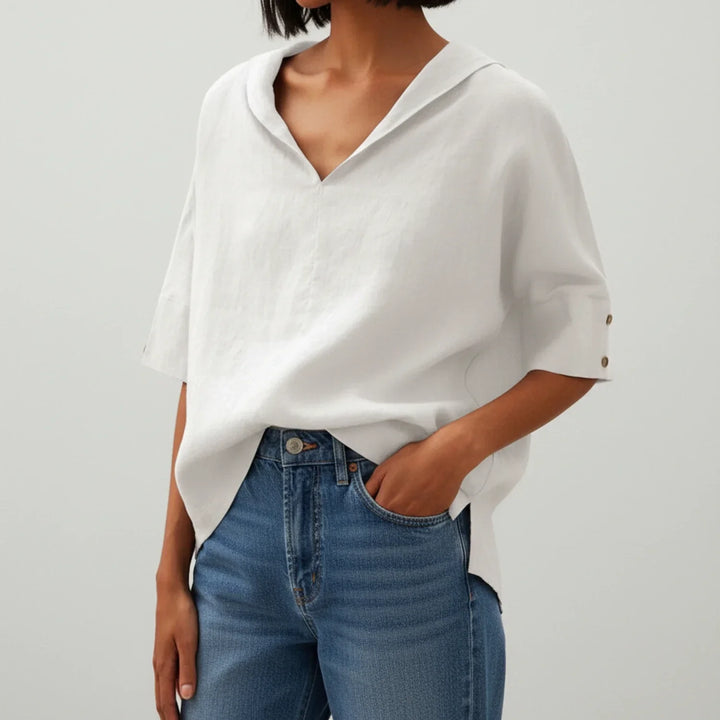 Blouse Femme Coupe Décontractée – Tissu Léger Manches Courtes
