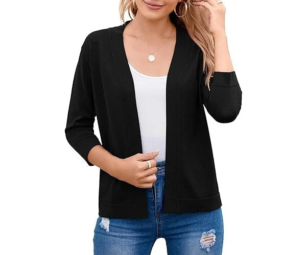 Damen-Cardigan aus Strick – Kurz geschnitten und vorne offen
