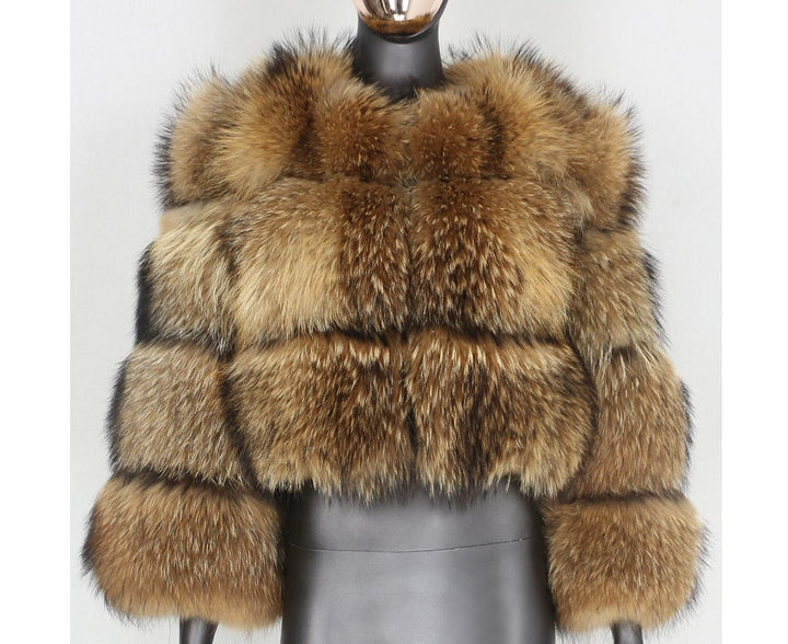 Manteau Court Femme en Fourrure – Col Oversize Élégant