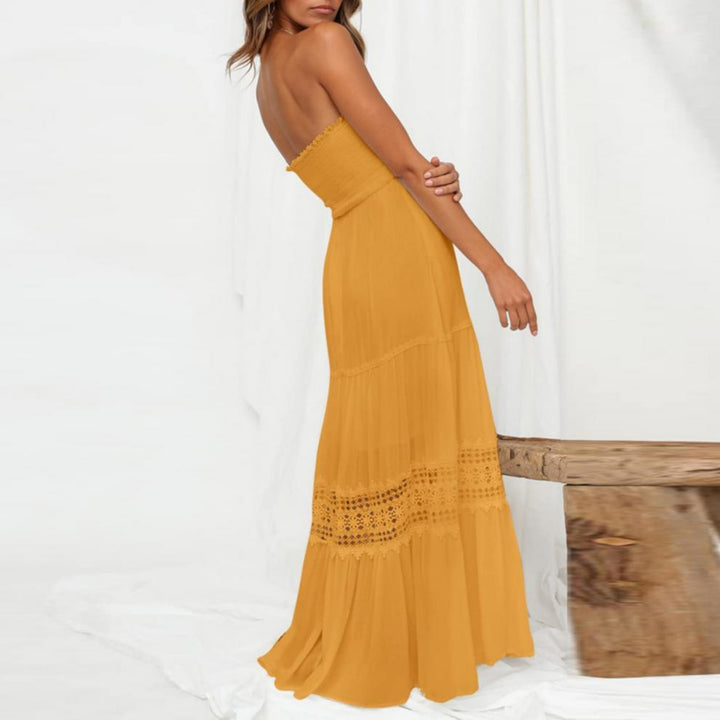 Robe Longue Femme Dentelle Patchwork – Coupe Décontractée Vacances