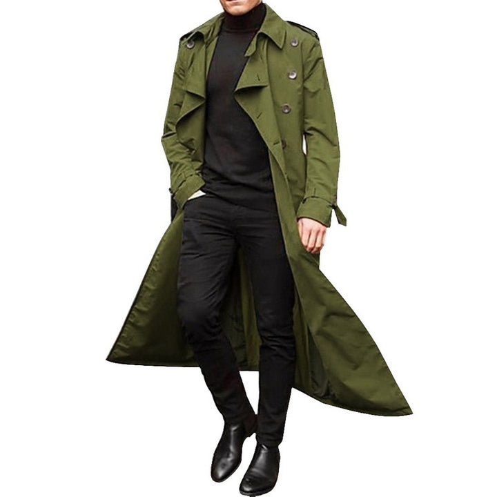 Langer Herrenmantel - Klassischer zweireihiger Trenchcoat