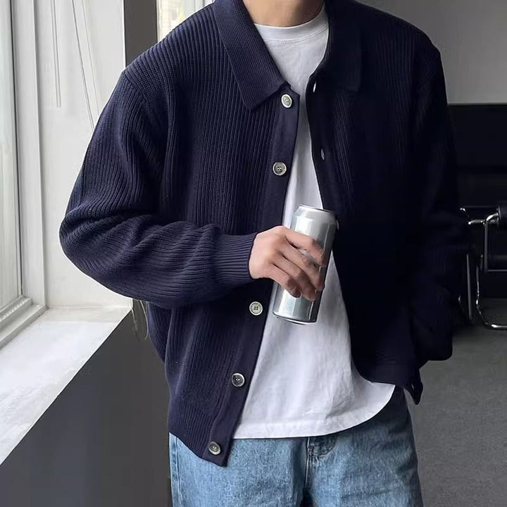 Herren-Cardigan aus Rippstrick – Lässiger, geknöpfter Schnitt