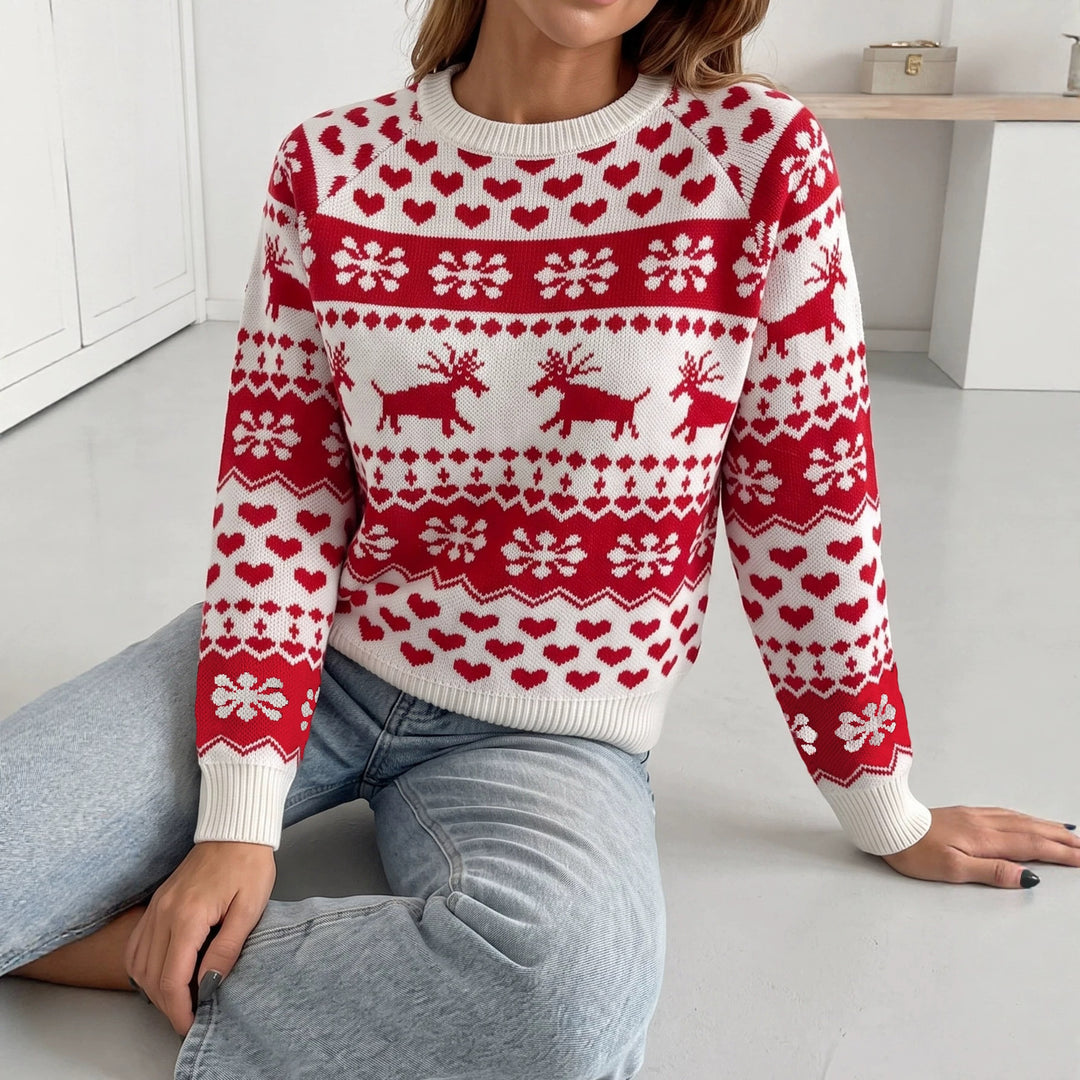 Pull Jacquard Femme – Motif Animal Festif