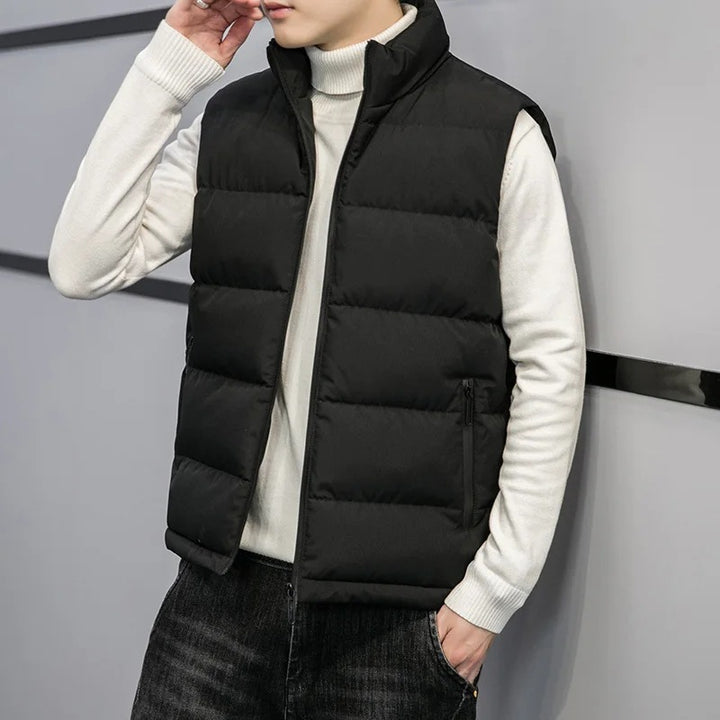 Herren-Steppjacke ohne Ärmel – Warmer Stehkragen