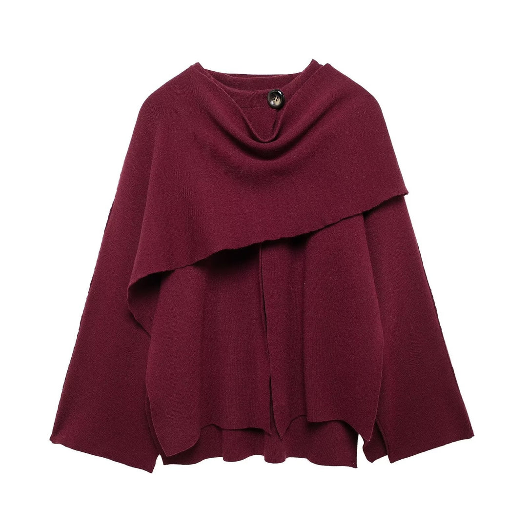 Cardigan Femme Maille – Col Écharpe Asymétrique Coupe Ample