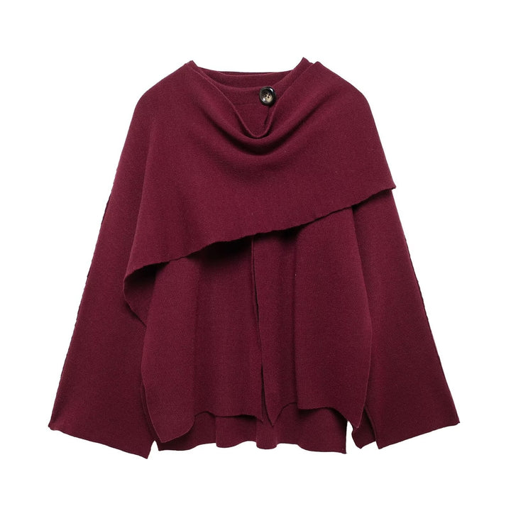 Cardigan Femme Maille – Col Écharpe Asymétrique Coupe Ample