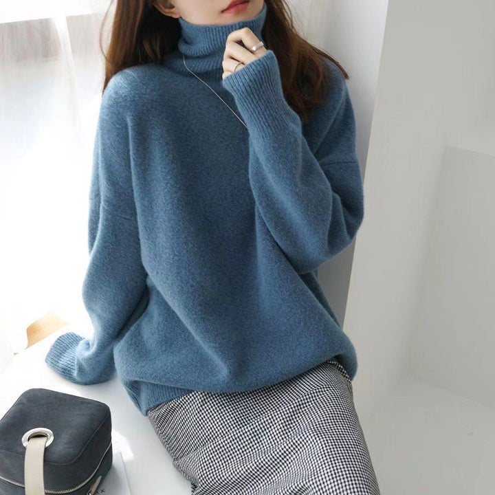 Pull Col Roulé Femme Maille Épaisse – Coupe Ample Décontractée